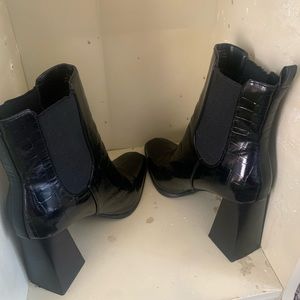 Black Chunky Heeled Ankle Boots